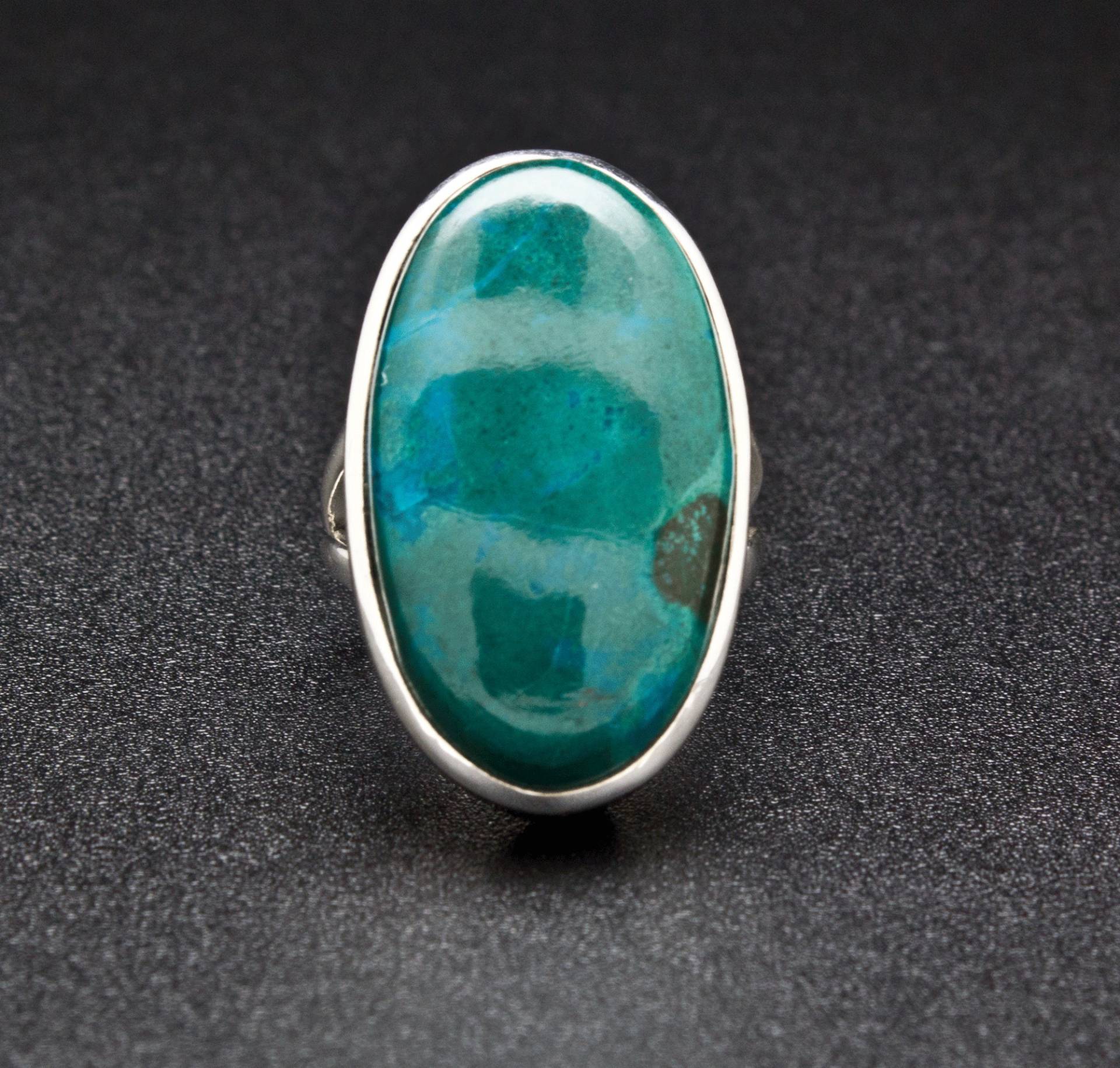 sterling Silber Chrysocolla Ring Größe 5 von OracleFineJewelry