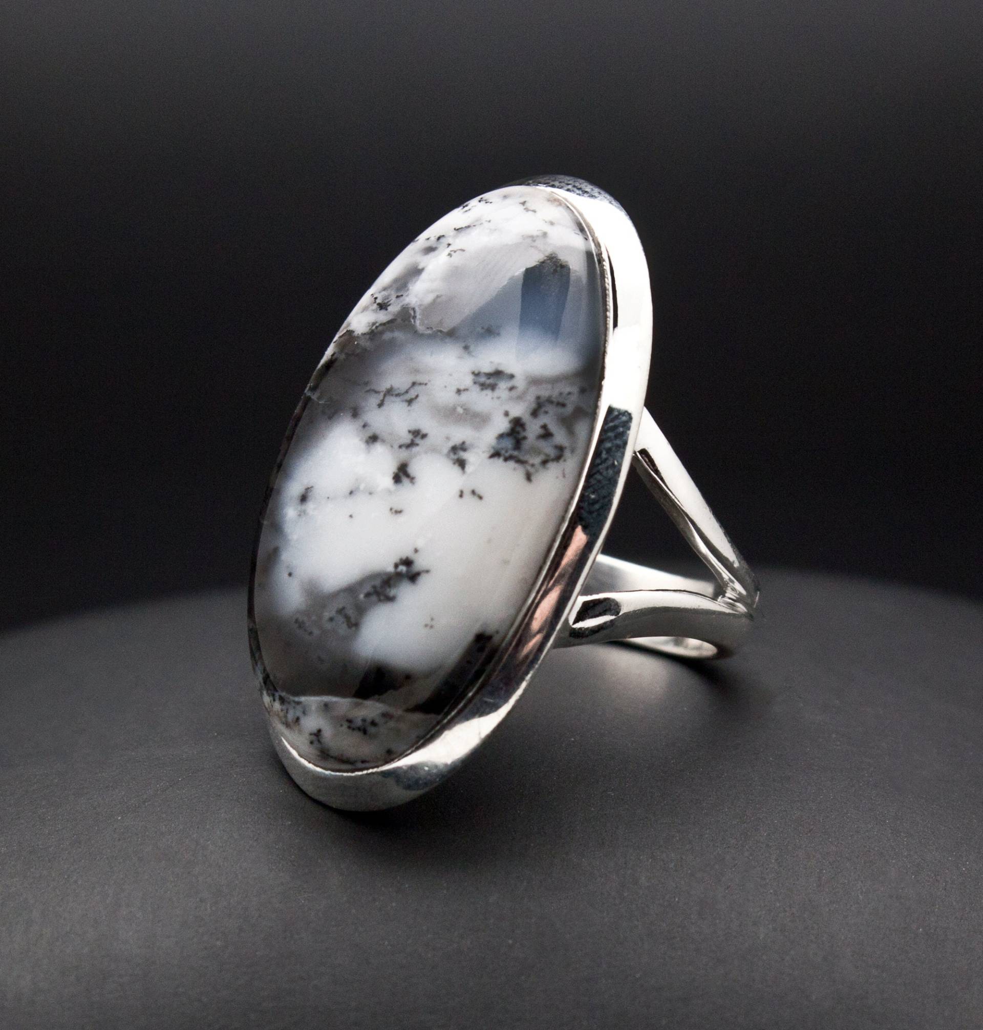 sterling Silber Dendritic Opal Ring Gr. 5 von OracleFineJewelry