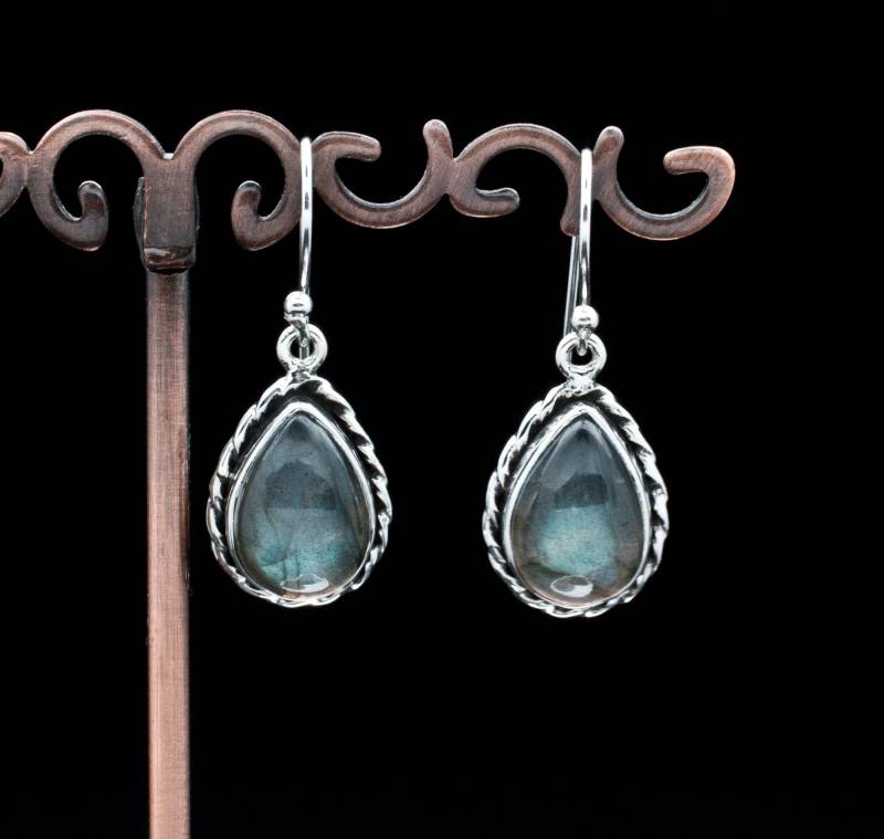 sterling Silber Labradorit Ohrringe von OracleFineJewelry