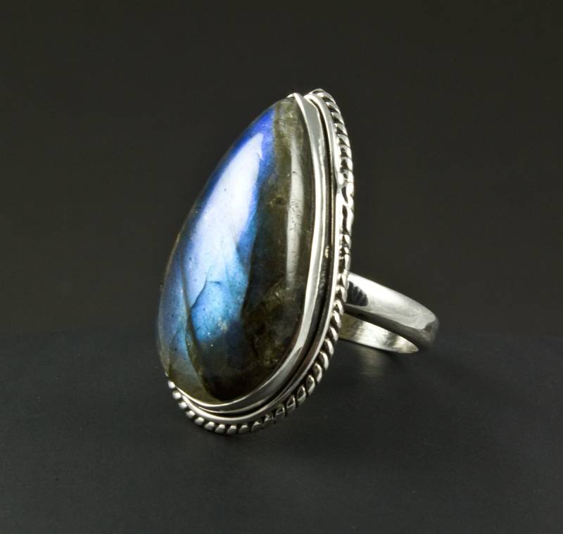 sterling Silber Labradorit Ring Größe 7 von OracleFineJewelry