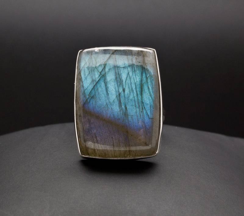 sterling Silber Labradorit Ring Größe 7 von OracleFineJewelry