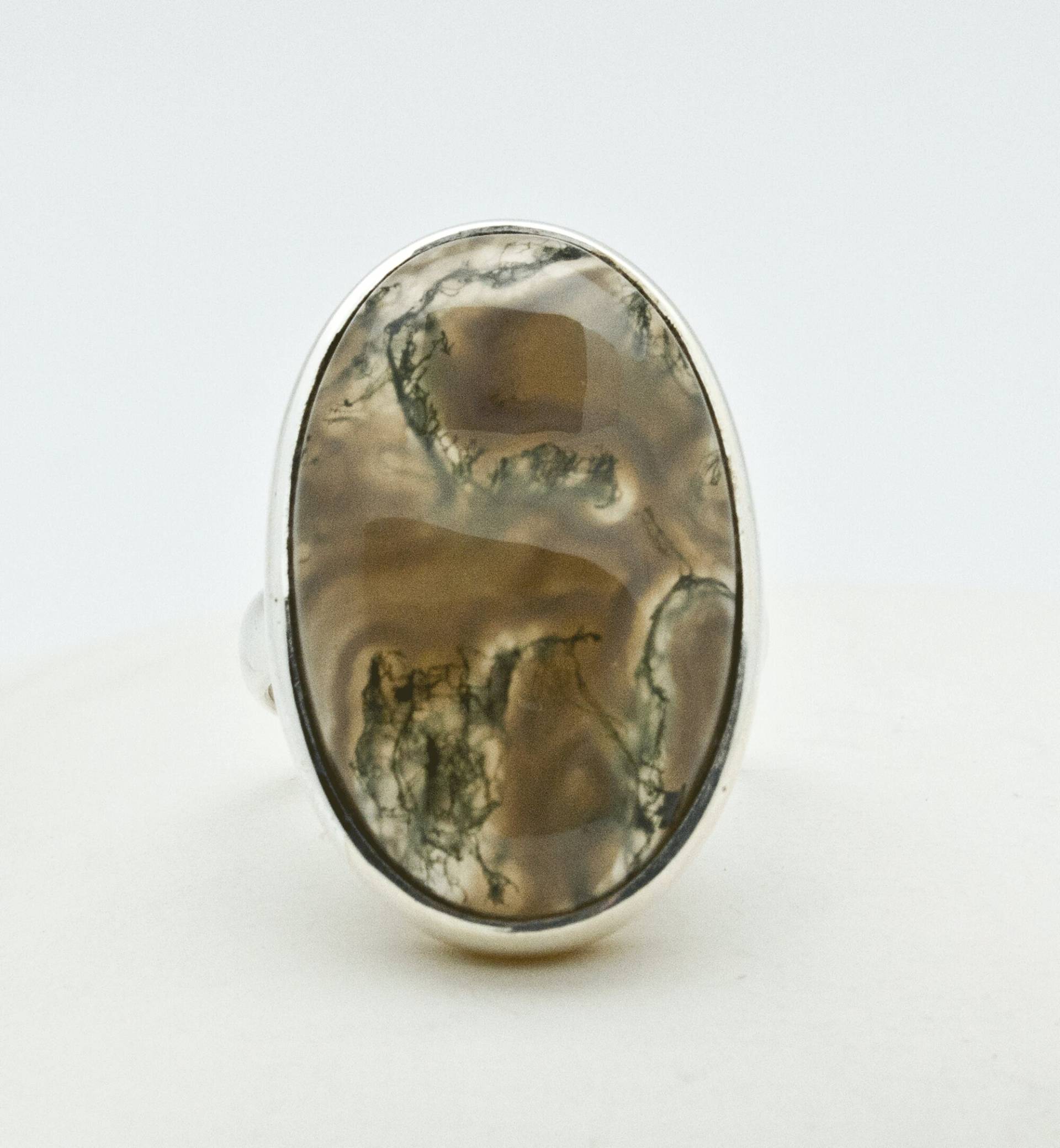 sterling Silber Moos Achat Ring Gr. 6, 5 von OracleFineJewelry