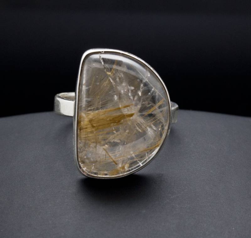 sterling Silber Rutilquarz Ring Größe 10 von OracleFineJewelry
