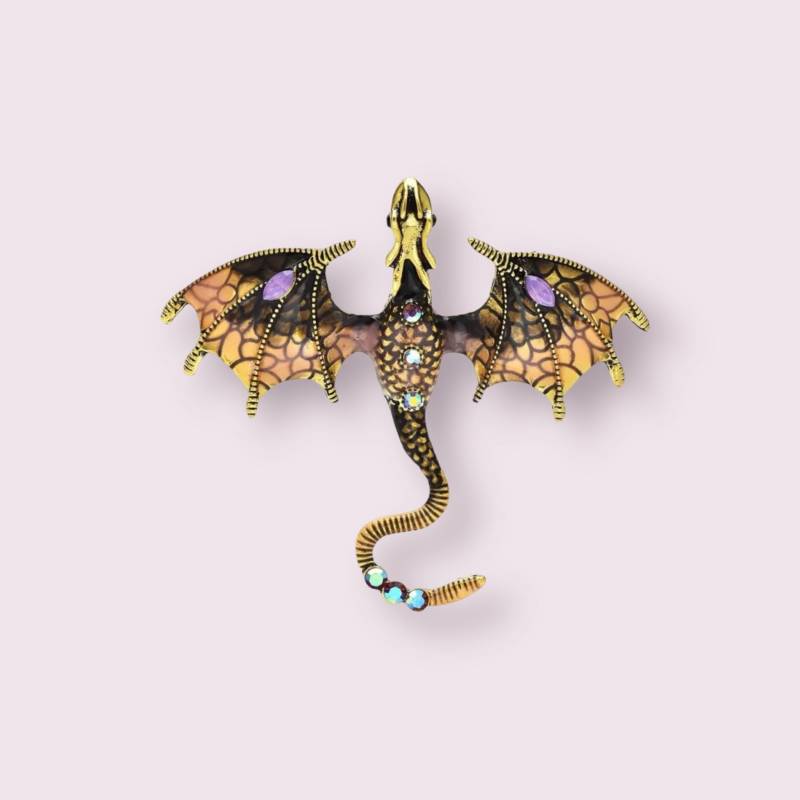 Drachen Emaille Brosche Gold von Oracleoflumos