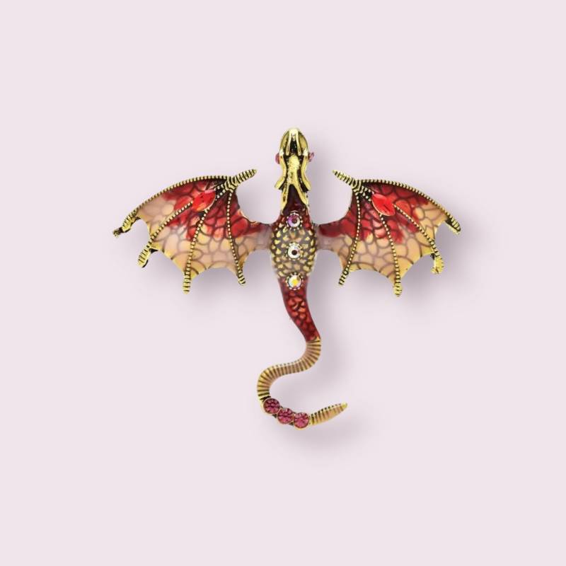 Drachen Emaille Brosche Rot von Oracleoflumos