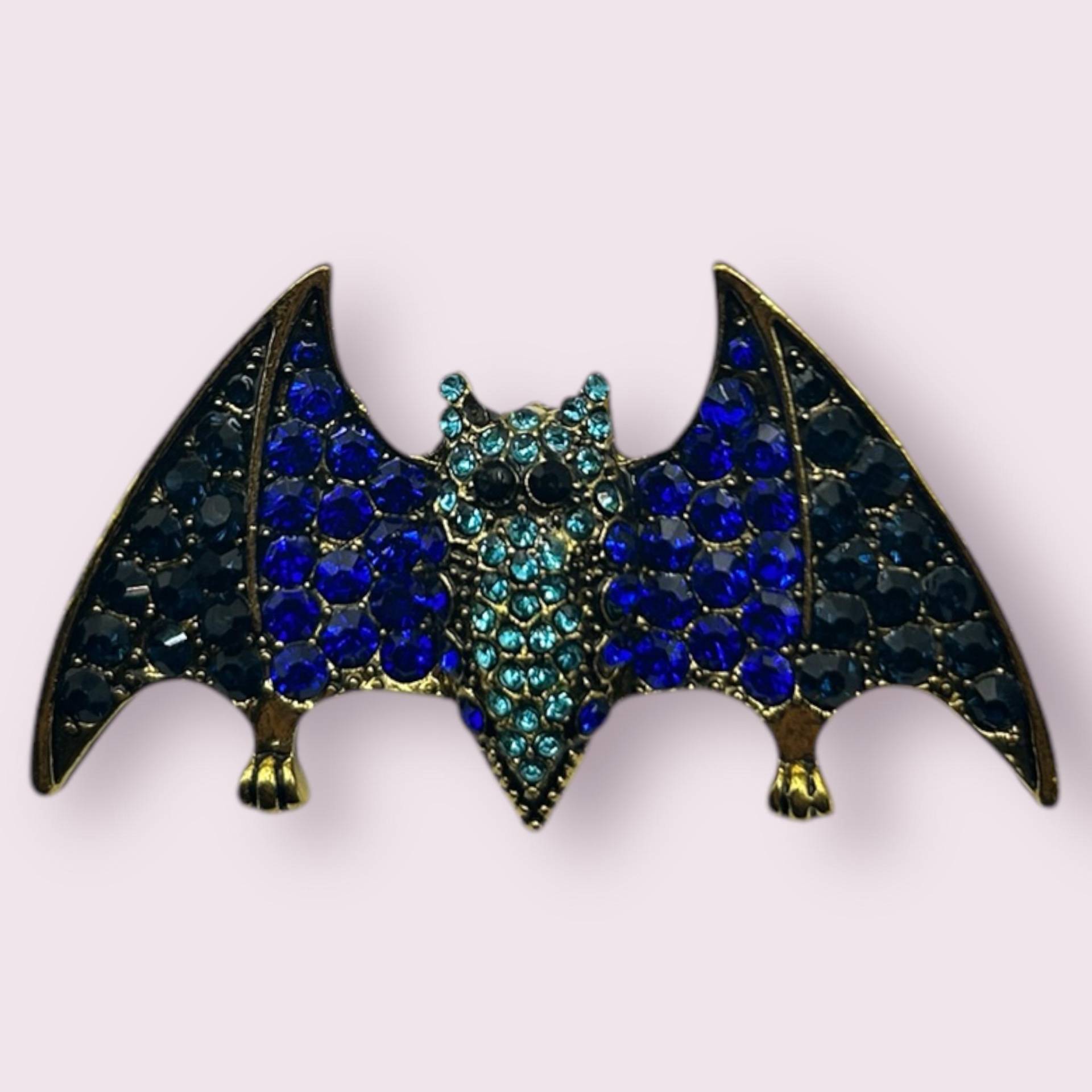 Fledermaus Emaille Brosche Mit Strasssteine Blau von Oracleoflumos