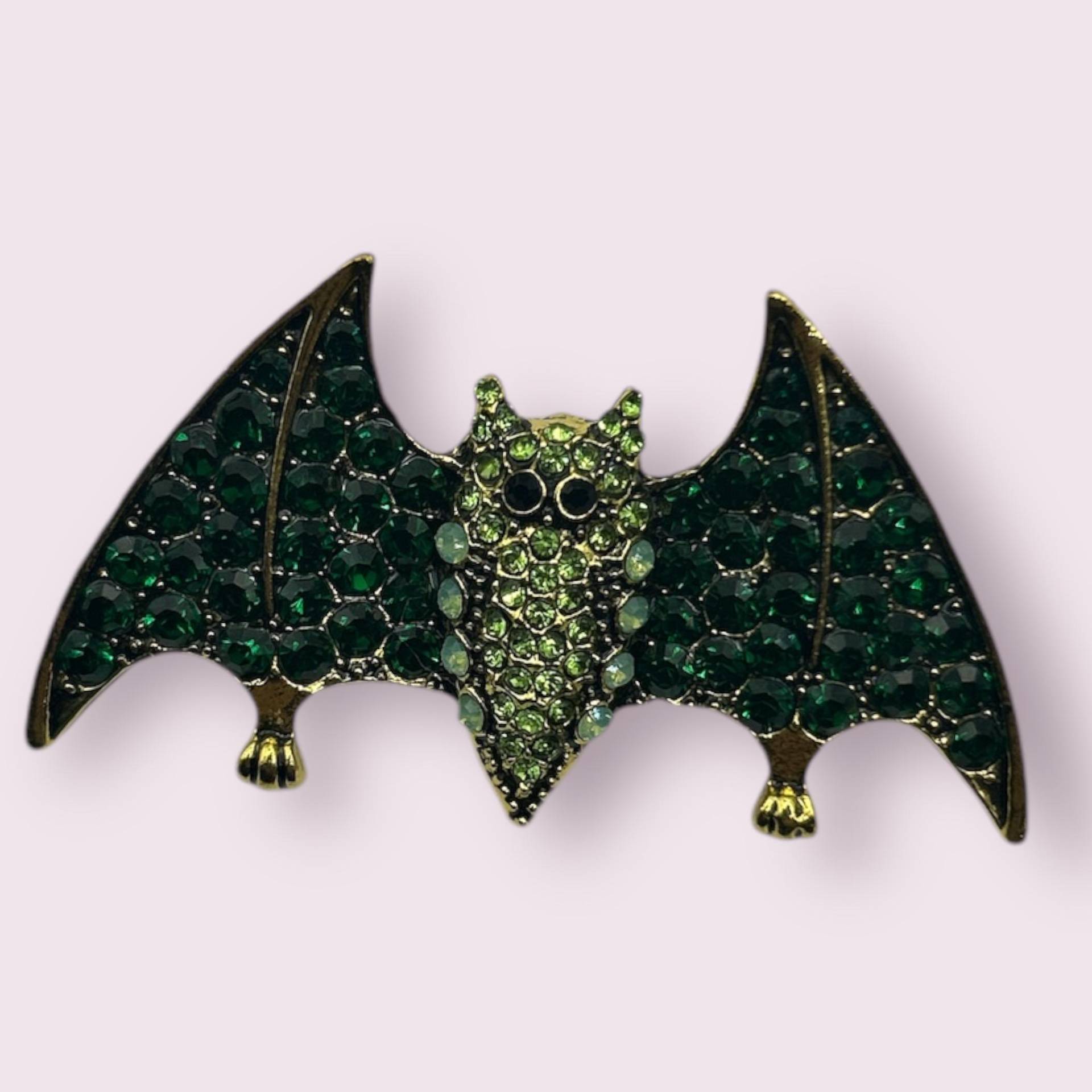 Fledermaus Emaille Brosche Mit Strasssteine Grün von Oracleoflumos