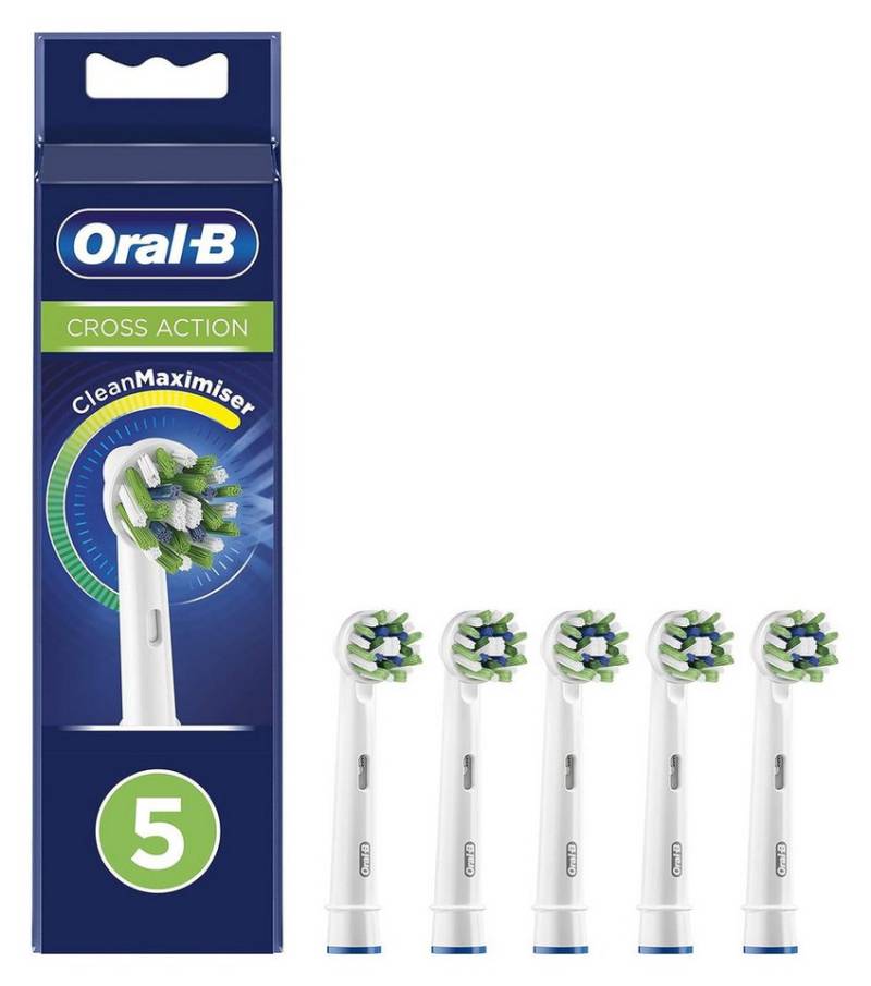 Oral-B Aufsteckbürste Cross Action, 5 Stück, Zahnbürsten- Aufsätze mit Farbwechsel zur Erinnerung an den Wechsel von Oral-B