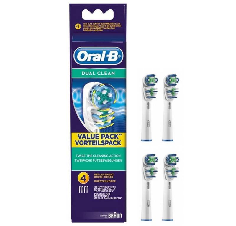Oral-B Aufsteckbürsten Dual Clean, 4er Pack, Erleben Sie die nächste Stufe der Zahnreinigung von Oral-B