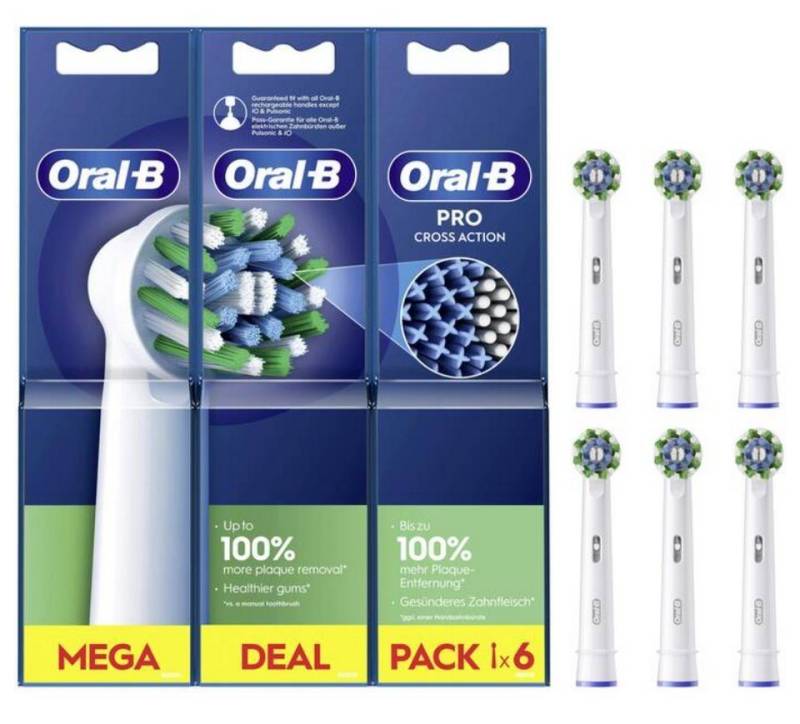 Oral-B Aufsteckbürsten Pro CrossAction, 6er Pack, Anpassungsfähige X-förmige Borsten von Oral-B