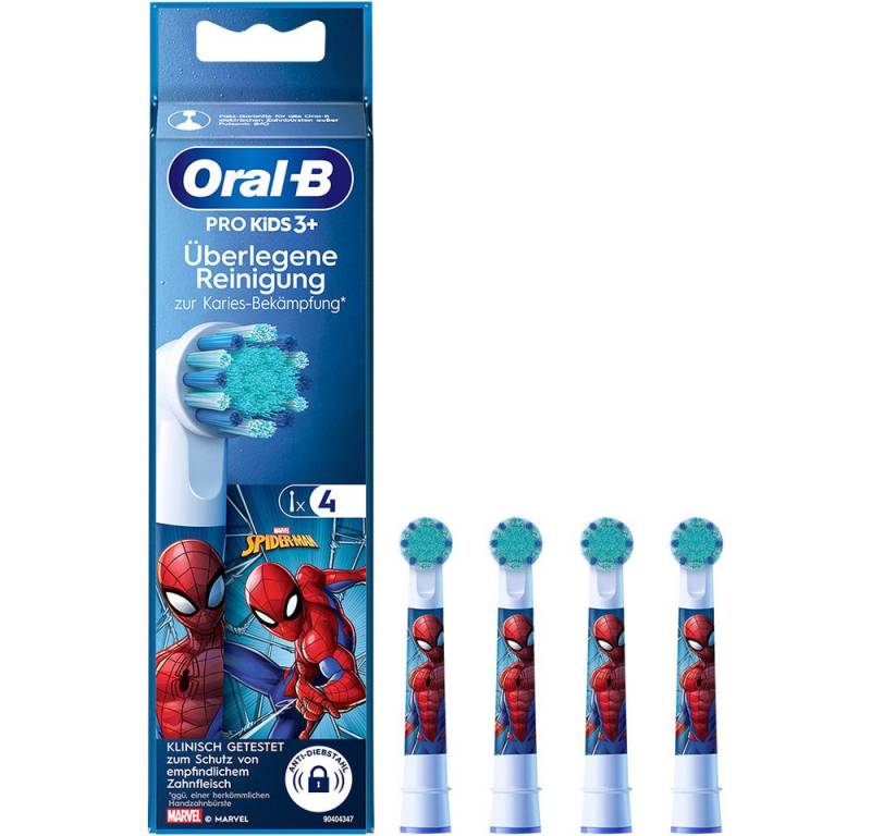 Oral-B Aufsteckbürsten Pro Kids Spiderman, 4er Pack, Kinder ab 3 Jahre - Extra Weiche Borsten von Oral-B