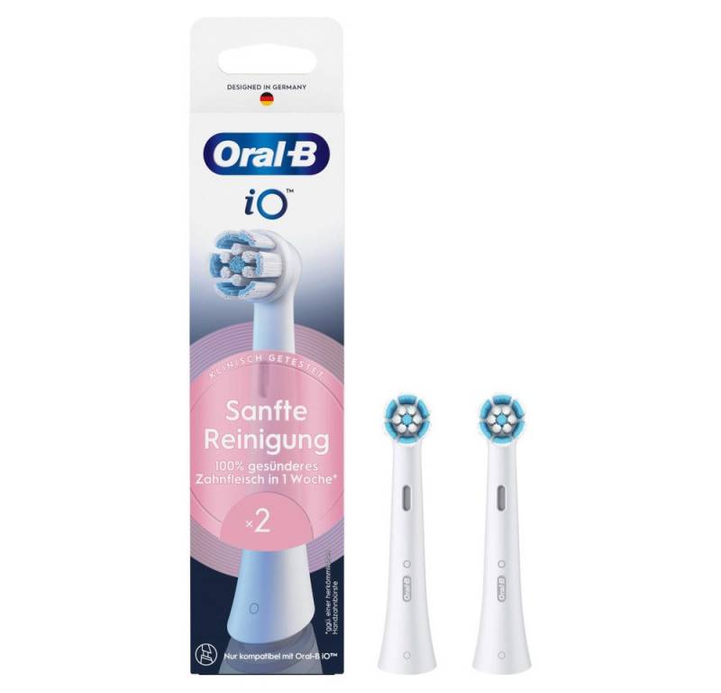 Oral-B Aufsteckbürsten iO Sanfte Reinigung, Original Aufsteckbürsten, Weiß, 2er von Oral-B