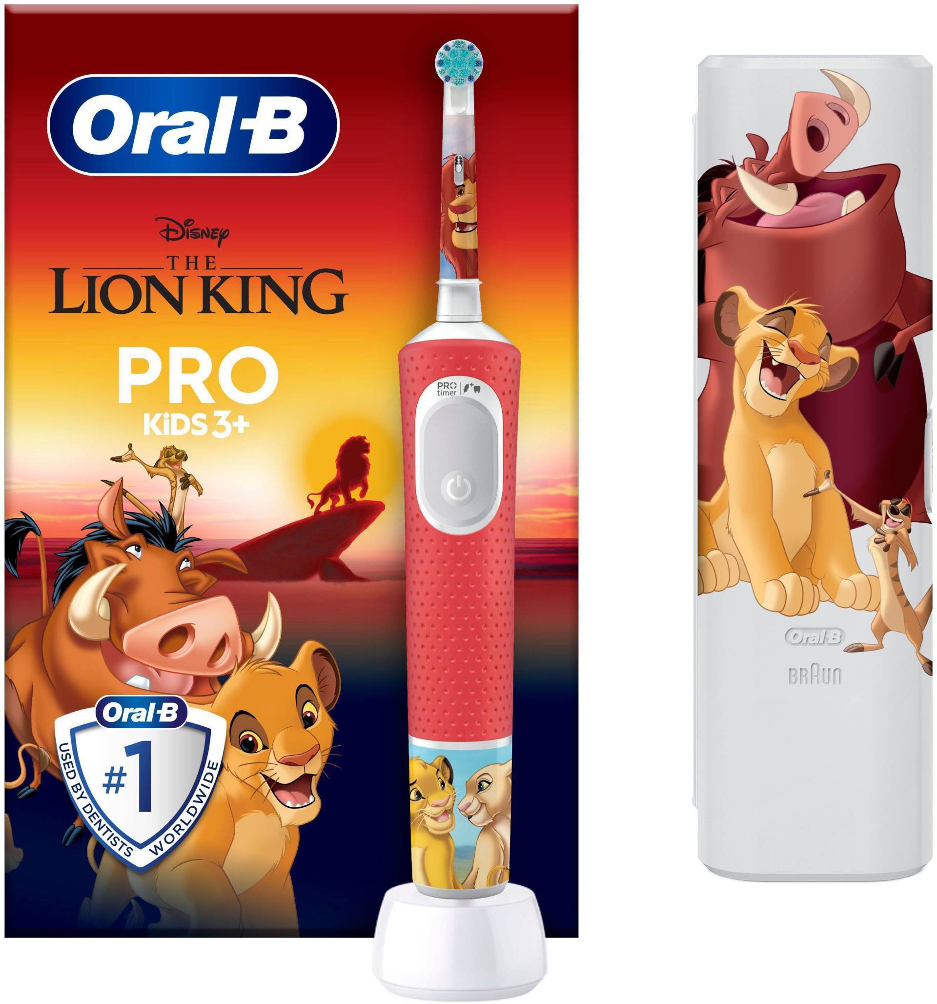 Oral-B Elektrische Kinderzahnbürste "Pro Kids König der Löwen" 1 Stk. Aufsteckbürsten inklusive Sensitiv+ Modus für Zahnpflege, extra weiche Borsten von Oral-B