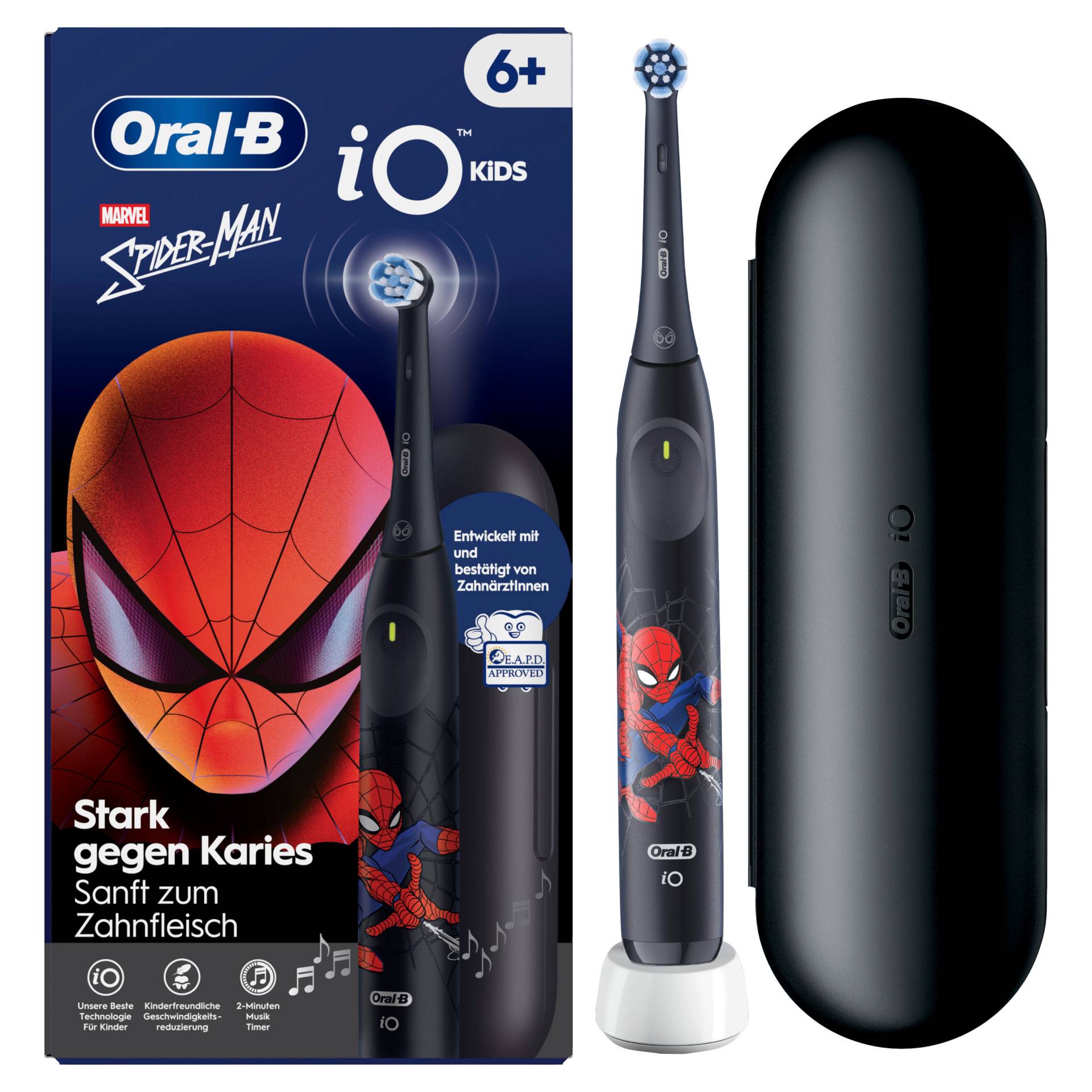 Oral-B Elektrische Kinderzahnbürste "iO Kids 6+ Spiderman" 1 Stk. Aufsteckbürsten 1 Reise-Etui, Musik-Timer, 3 Modi, ab 6 Jahren Oral-B Elektrische Kinderzahnbürste "iO Kids 6+ Spiderman" 1 Stk. Aufsteckbürsten 1 Reise-Etui, Musik-Timer, 3 Modi, ab 6 Jahren von Oral-B