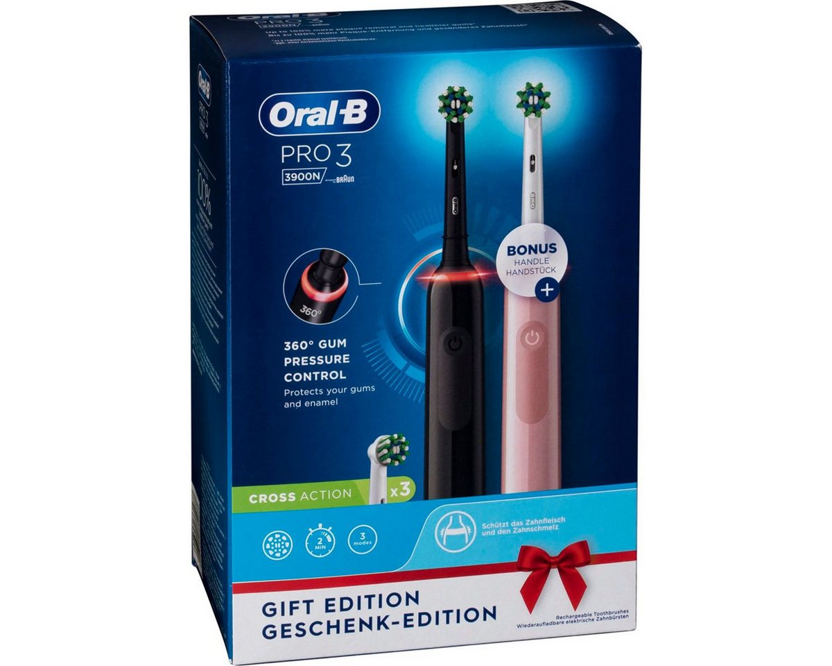 Oral-B Elektrische Zahnbürste PRO 3 3900 Duopack Black-Pink Edition JAS22 von Oral-B