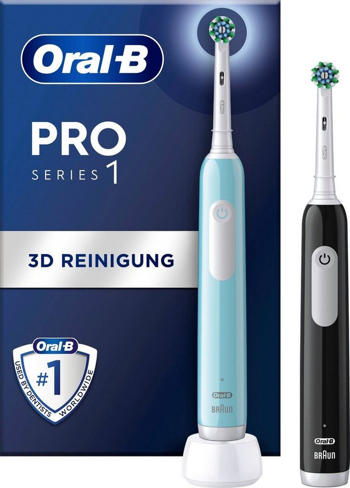 Oral-B Elektrische Zahnbürste PRO Series 1 Doppelpack, Aufsteckbürsten: 2 St., Drucksensor von Oral-B