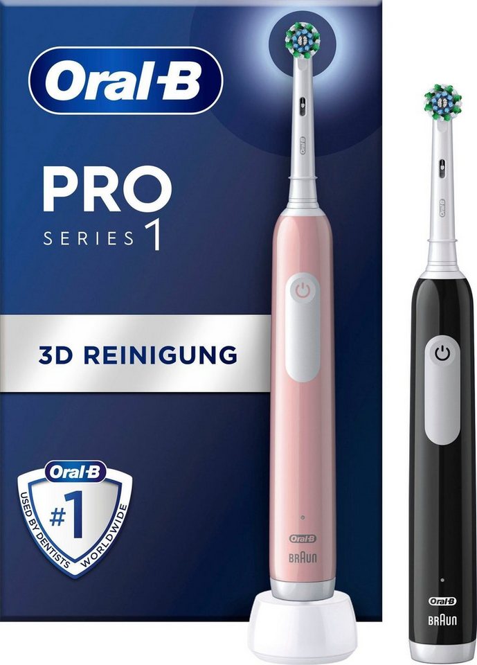 Oral-B Elektrische Zahnbürste PRO Series 1 Doppelpack, Aufsteckbürsten: 2 St., Drucksensor von Oral-B