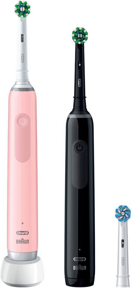 Oral-B Elektrische Zahnbürste Pro 3 3900, Aufsteckbürsten: 3 St., Doppelpack 3 Putzmodi von Oral-B