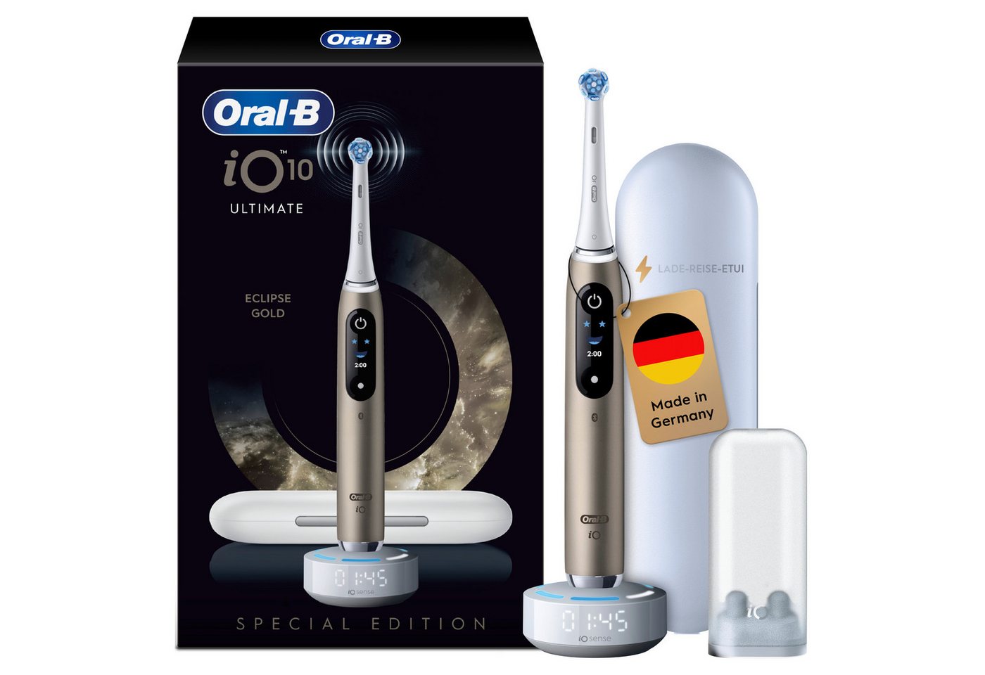 Oral-B Elektrische Zahnbürste iO Series 10, Aufsteckbürsten: 1 St., inkl. 1 Aufsteckbürste, iO Sense Schnellladestation, Lade-Reise-Etui von Oral-B