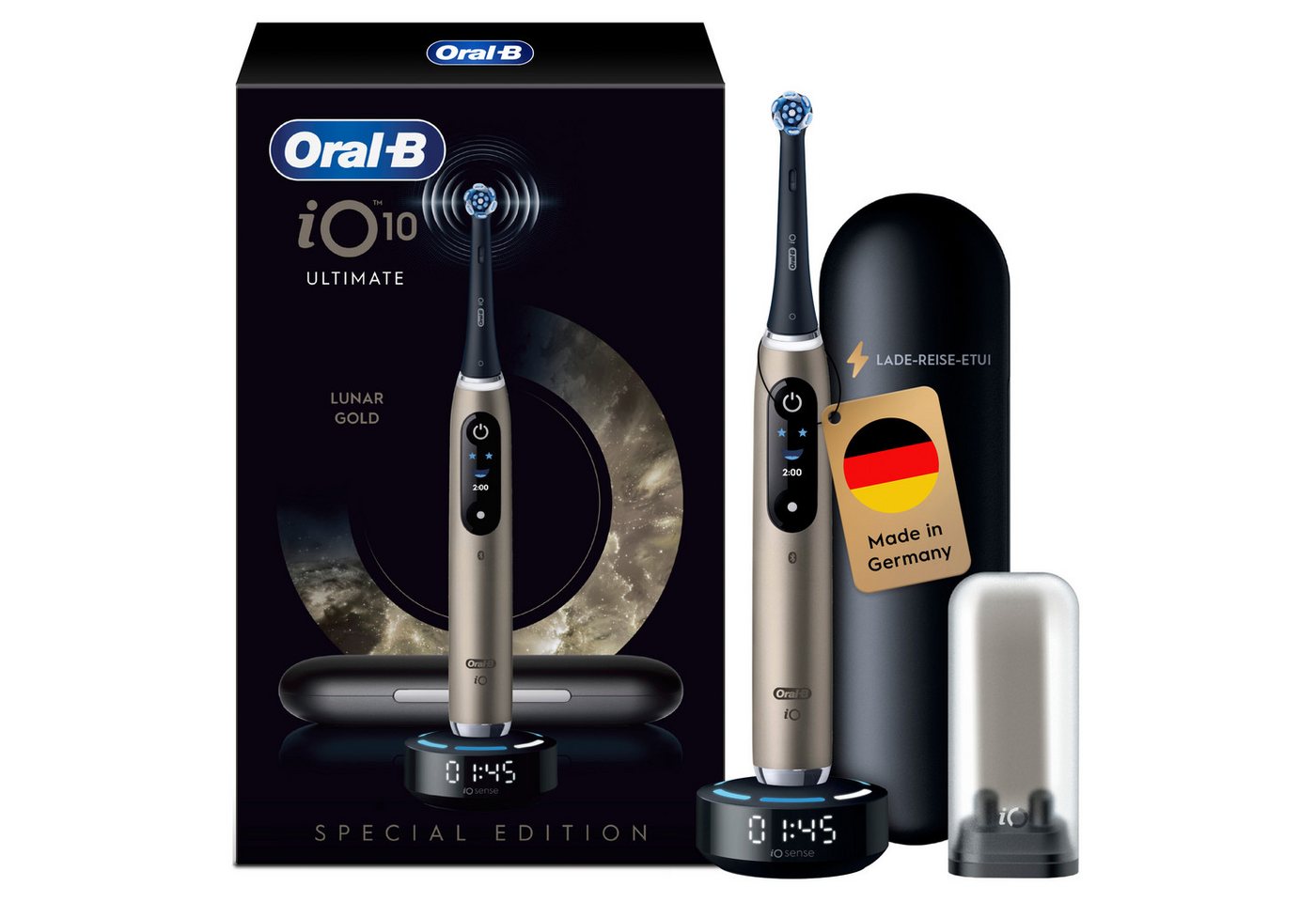 Oral-B Elektrische Zahnbürste iO Series 10, Aufsteckbürsten: 1 St., inkl. 1 Aufsteckbürste, iO Sense Schnellladestation, Lade-Reise-Etui von Oral-B