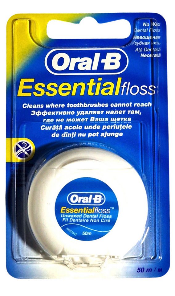 Oral-B Zahnseide 4x Oral B Essential Floss ungewachst neutral 4x 50m von Oral-B