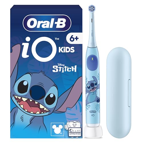 Oral-B iO Kids 6+ Disney Stitch Elektrische Zahnbürste Kinder — Electric Toothbrush für Kinder ab 6 Jahren inkl. 1 Aufsteckbürste, Reise-Etui, Musik-Timer und 3 Putzmodi für Zahnpflege — Blau von Oral-B