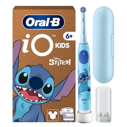 Oral-B iO Kids 6+ Disney Stitch Elektrische Zahnbürste inkl. 1 Aufsteckbürste, 1 Reise-Etui, Musik-Timer und 3 Modi mit kinderfreundlichem Super Sensitiv Modus, für Kinder ab 6 Jahren von Oral-B