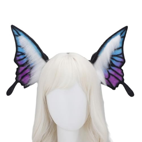 OralGos Animes Schmetterlings-Haarreif, Plüsch, Tierohr-Haarband, Cosplay-Kostüm, Halloween, Kopfbedeckung, Mädchen, Frauen, Comic-Show-Kopfbedeckung von OralGos