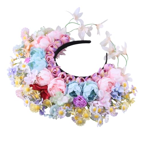 OralGos Buntes Blumen-Stirnband, Krone, Haarkranz, Hochzeit, Party, Kostüm, Kopfschmuck für Braut, Damen, modisches Haar-Accessoire von OralGos
