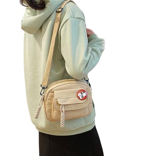 OralGos Canvas-Tasche mit großem Fassungsvermögen, Schultertaschen für Mädchen, Teenager, Crossbody-Tasche, Einkaufstasche, khaki von OralGos