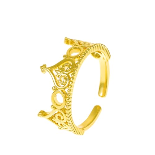 OralGos Einfache Prinzessinnenkrone, offene Ringe, elegant, stapelbar, modisch, verstellbar, Schmuck, Geschenk für Frauen und Mädchen, Metall von OralGos