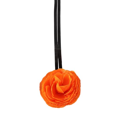 OralGos Einzigartige, handgefertigte Halskette mit Blumenmuster, zartes Halsband mit Blume, eleganter Stil, Stoffhalsband für Frauen und Mädchen, Stoff von OralGos
