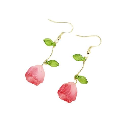 OralGos Elegante Tulpenblatt-Ohrringe, zarte Blumen-Tropfen-Ohrringe, charmanter Ohrschmuck, Blumen-Anhänger, Ohrringe für den täglichen Gebrauch von OralGos