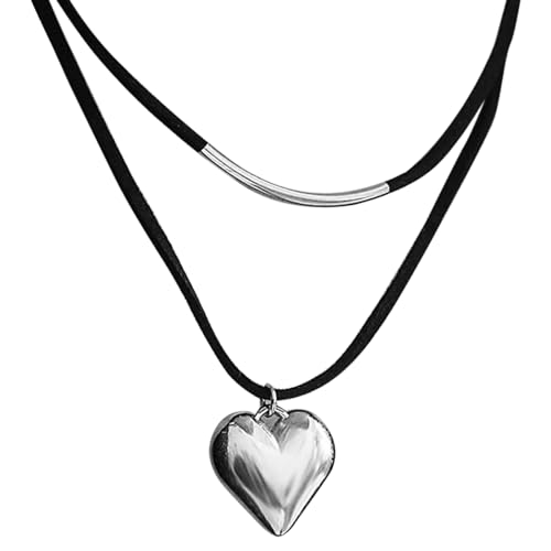 OralGos Elegante U-förmige Herz-Anhänger-Halskette für Damen, verstellbare Kette, Schmuck für den täglichen Gebrauch, Verabredungen, Partys, Kunststoff/Harz von OralGos
