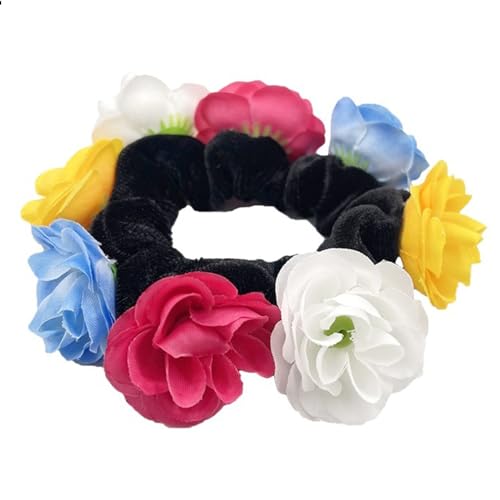 OralGos Große künstliche Blumen-Haargummis für Frauen, elastische Haargummis, Pferdeschwanz-Halter, modisch, französischer Stil von OralGos