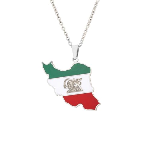 OralGos Halskette mit Iran-Flagge, exquisiter Kartenanhänger, modische Schlüsselbeinkette, Halsschmuck für Damen und Herren von OralGos