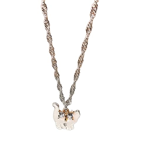 OralGos Halskette mit Katzen-Anhänger, niedliches Halsband, einfache Schlüsselbeinkette, verstellbarer Halsschmuck, Schmuck für Damen und Mädchen, Metall von OralGos