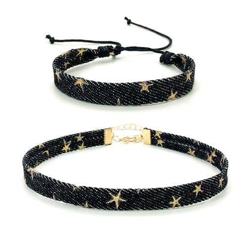 OralGos Handgewebtes Armband, minimalistische Denim-Handkette mit Stern-Anhänger, vielseitiges Schmuckornament für alle Gelegenheiten, 2 Stück, Denim von OralGos