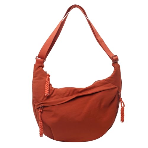 OralGos Knödeltasche, Umhängetasche, Schultertasche, einfarbig, Nylon-Tasche für Studenten, Mädchen, große Kapazität, Orange von OralGos