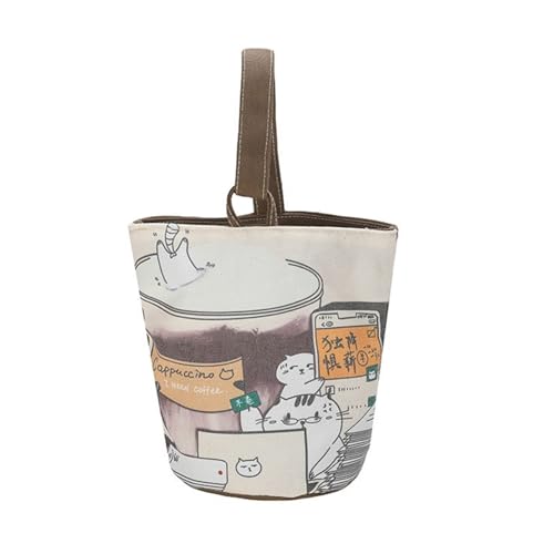 OralGos Lässige Canvas-Eimertasche mit niedlichem Cartoon-Kaninchen-Muster, koreanischer Stil, große Kapazität, Umhängetasche, Geldbörse für Damen und Mädchen von OralGos