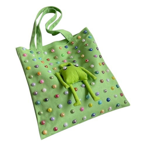 OralGos Modische Canvas-Tasche, Schultertaschen, lässige Reisehandtasche mit viel Platz für Damen, Mädchen und Studenten, grün von OralGos