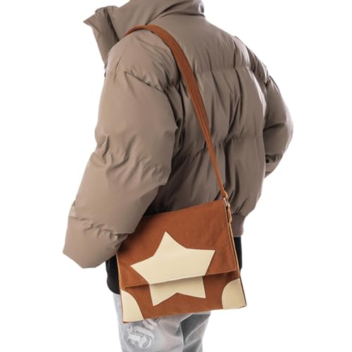 OralGos Modische Cord-Handtasche mit auffälligem Sternenmuster, Crossbody-Tasche, geeignet für Schule, Reisen und Einkaufen von OralGos