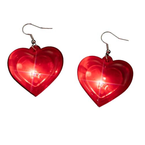 OralGos Modische Ohrhänger mit Herz-LED-Lichtern, einzigartig, beleuchtet, Herzform, Tropfenohrring, Valentinstagsparty-Schmuck, Kunststoff-Legierung von OralGos