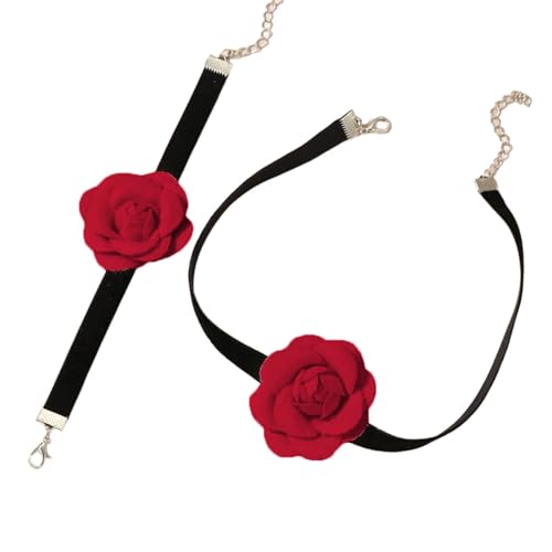 OralGos Modisches Kinder-Schmuck-Set, stilvolle Rosen-Halskette, Armband, Accessoire, niedliches Blumen-Schmuck-Set für Mädchen, Metall von OralGos
