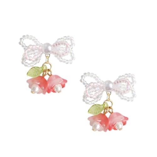 OralGos Niedliches Blumen-Ohrstecker-Set mit Perlen und Blumen, schöne Ohrringe, einzigartiger Ohrschmuck, süße Blumenohrringe für Mädchen von OralGos