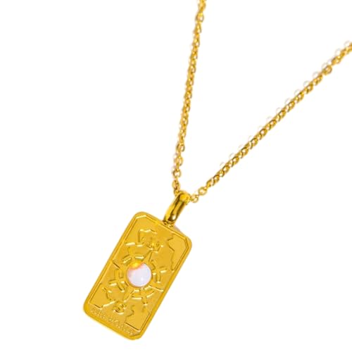 OralGos Personalisierte, quadratische Goldanhänger-Halskette, zierliche Halskette, Halsschmuck, Ornament, einzigartiger Schmuck für Frauen, Edelstahl von OralGos