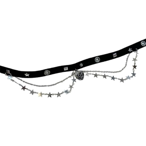 OralGos Schwarze Choker-Halskette, Gothic-Detail-Halskette, stilvolles Halloween-Party-Accessoire, Quasten, Choker, Legierungsmaterial für Mädchen, Metall von OralGos