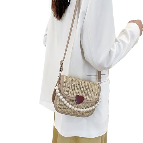 OralGos Strohtasche für Mädchen und Frauen, Handtasche, Strandtasche, vielseitige Umhängetasche, modische Umhängetasche, trendige Tasche von OralGos
