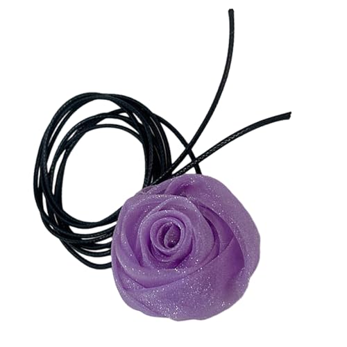 OralGos Trendige Blumen-Halskette, Schmuck-Accessoire mit verstellbarem Seil, anmutiges Blumenhalsband, modisches Statement-Ornament für Damen, Stoff von OralGos