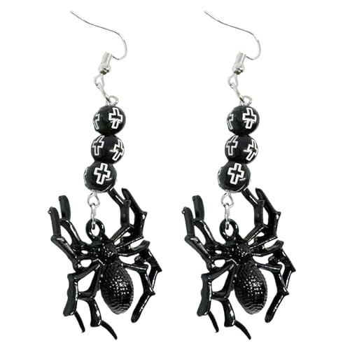 OralGos Vintage-Ohrringe mit Spinnen-Motiv, schwarze Spinnen, modische Punk-Ohrbekleidung, Schmuckzubehör für Freundin und sie, Metall von OralGos